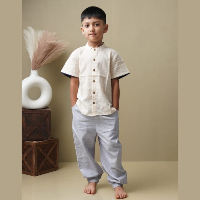 Boys Khadi Shirt with Piping