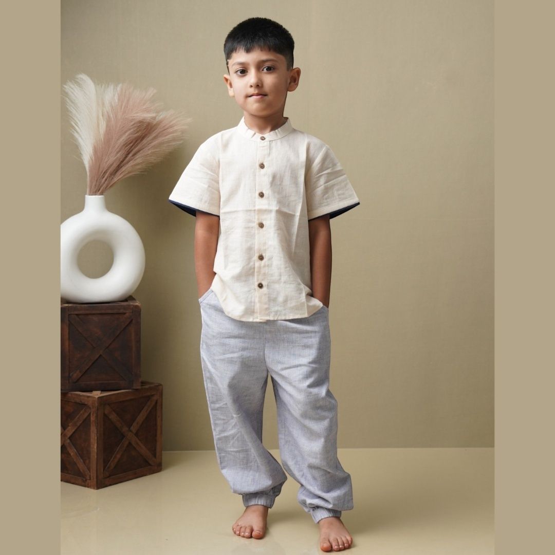 Boys Khadi Shirt with Piping