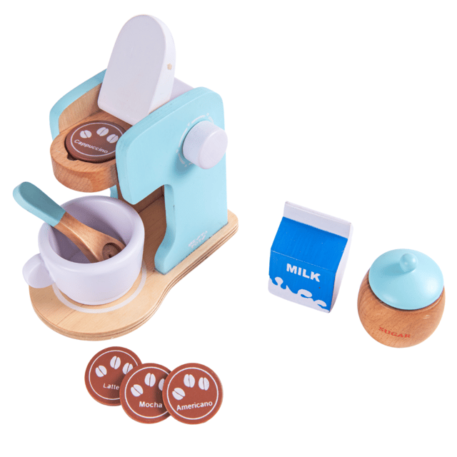 NESTA TOYS - Wooden Coffee Maker Blue Toy | Kitchen Cooking Toy | Pretend Play