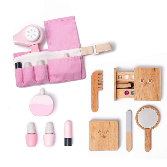 NESTA TOYS - Wooden Makeup Toy | Girls Salon Playset | Beauty Salon Play Set with Vanity and Accessories