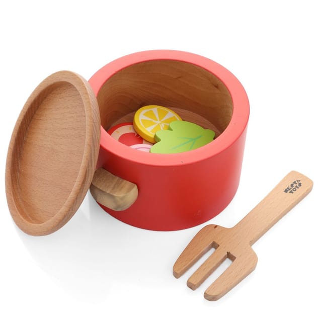 NESTA TOYS Wooden Kitchen Set for Kids | Baby Friendly Pretend Play Cooking Toy | Ideal Miniature Kitchen Set for Girls & Boys (9Pcs)