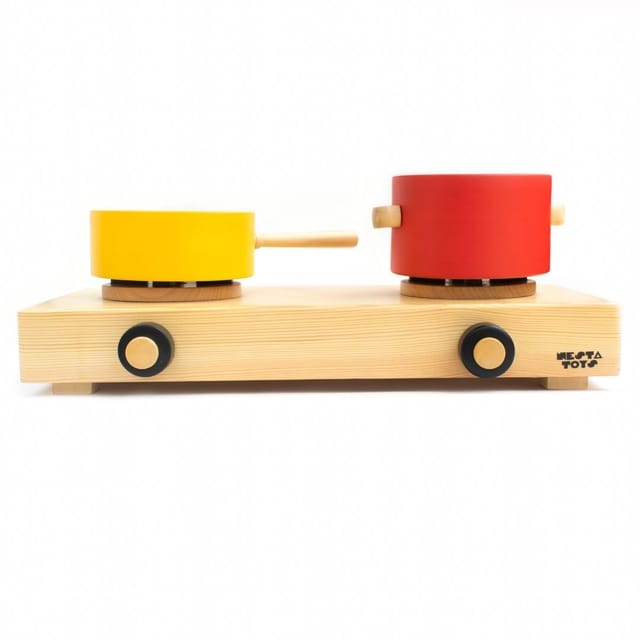 NESTA TOYS Wooden Kitchen Set for Kids | Baby Friendly Pretend Play Cooking Toy