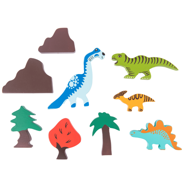 NESTA TOYS - Dinosaur World Wooden Building Blocks (9 Piece) | Stacking Toy | Animal Toys for Kids
