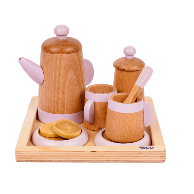 NESTA TOYS Wooden Kitchen Set for Kids | Tea Set Pretend Play Cooking Toy