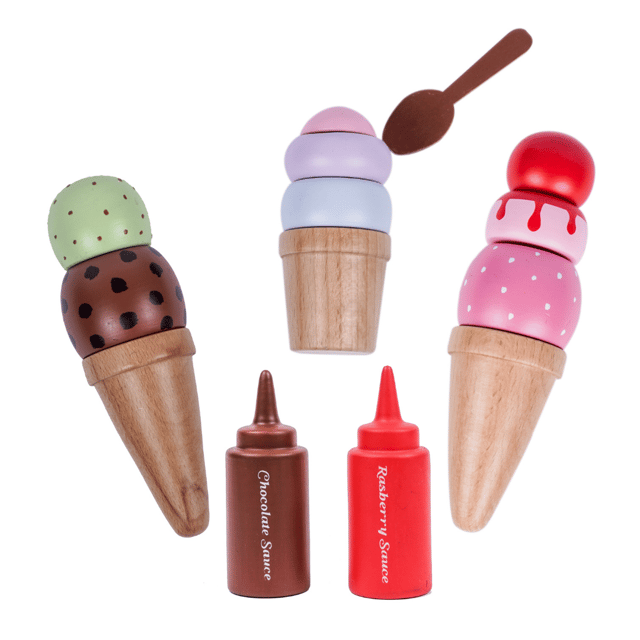 NESTA TOYS - Magnetic Wooden Ice Cream Set | Kitchen Toys for Toddlers and Kids | Pretend Play Food (14 Pcs)