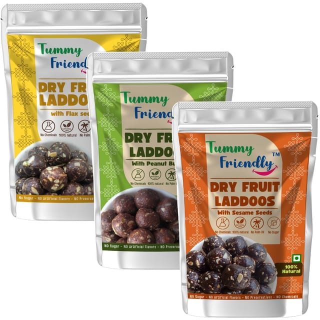 TummyFriendly Dry Fruit Ladoo-FlaxSeeds-PeanutButter-Sesame-3X100g