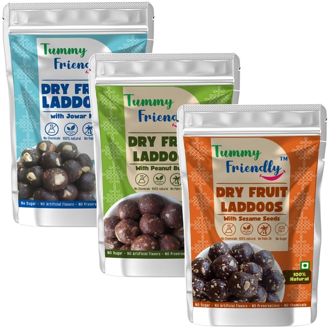 TummyFriendly Dry Fruit Ladoo-Jowar-PeanutButter-Sesame-3X100g