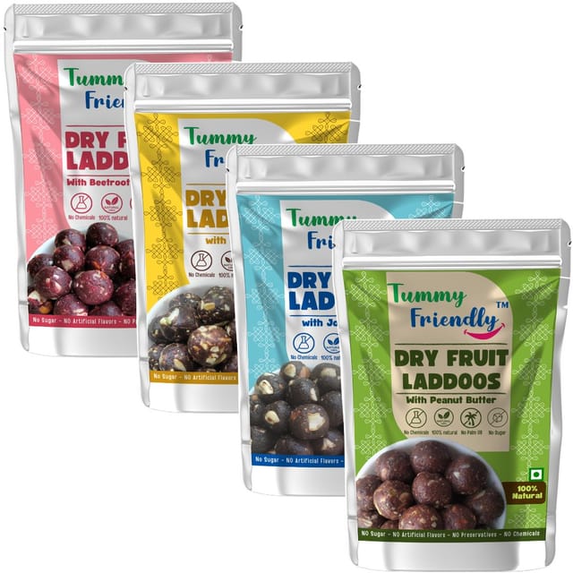 TummyFriendly Dry Fruit Ladoo-Beetroot-FlaxSeeds-Jowar-PeanutButter-4X100g