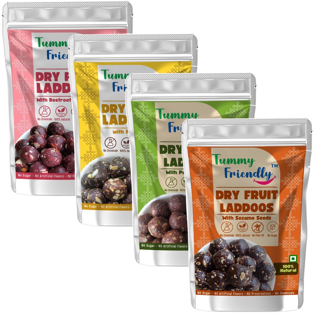 TummyFriendly Dry Fruit Ladoo-Beetroot-FlaxSeeds-PeanutButter-Sesame-4X100g
