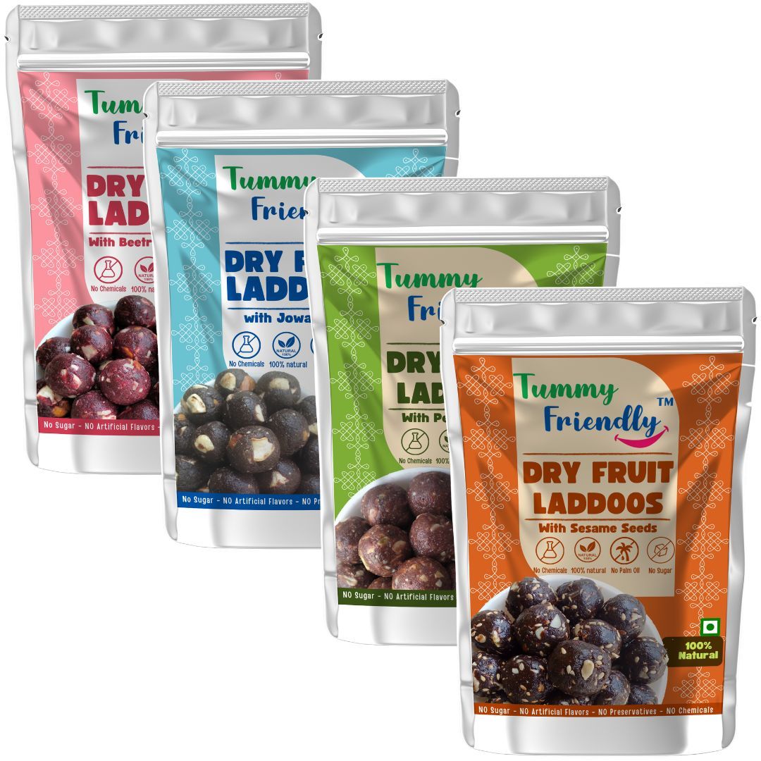 TummyFriendly Dry Fruit Ladoo-Beetroot-Jowar-PeanutButter-Sesame-4X100g