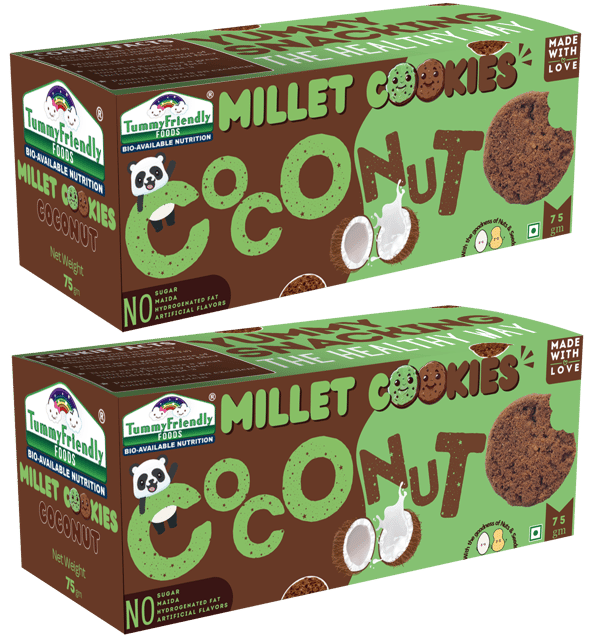 Tummy Friendly Foods Millet Cookies- Coconut - Pack of 2 - 75g each