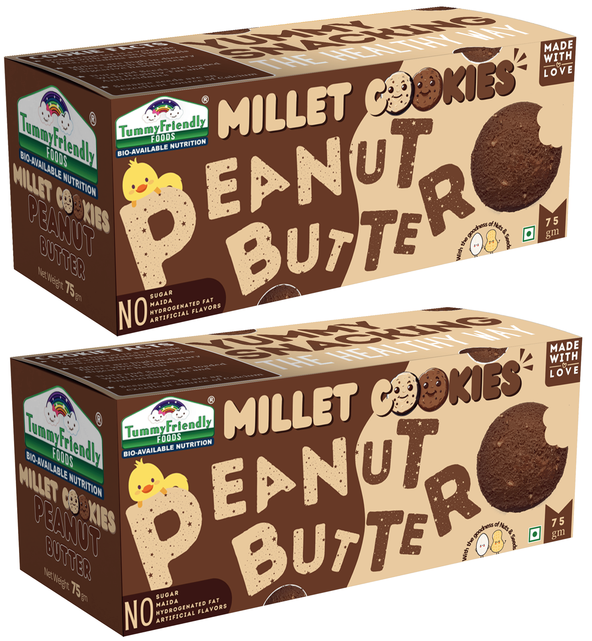 Tummy Friendly Foods Millet Cookies- Peanut Butter - Pack of 2 - 75g each.