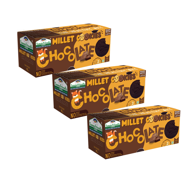 Tummy Friendly Foods Millet Cookies - Chocolate - Pack of 3 - 75g each