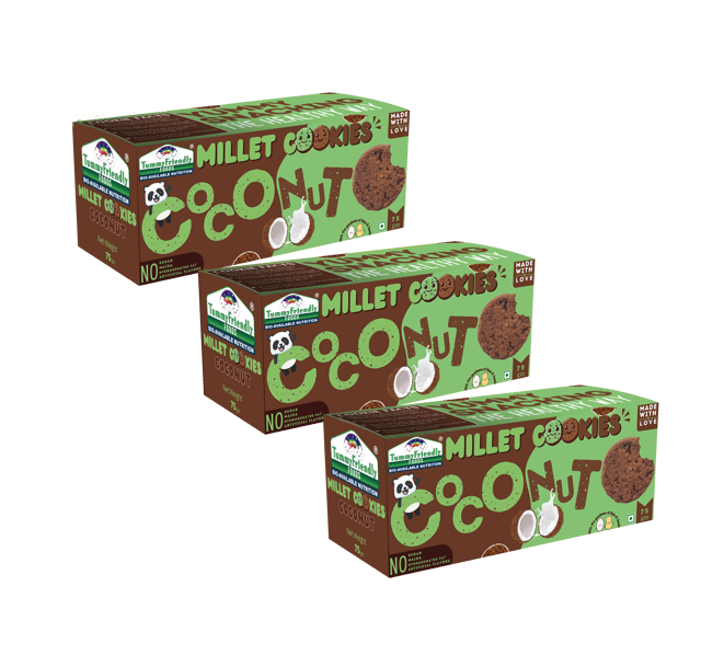Tummy Friendly Foods Millet Cookies - Coconut - Pack of 3 - 75g each