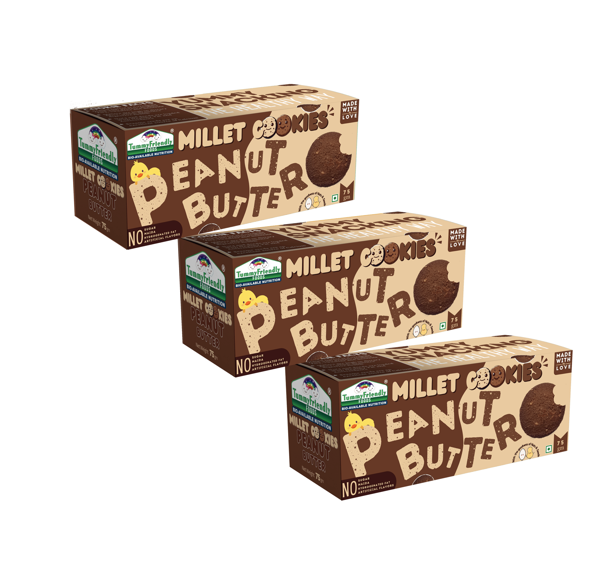 Tummy Friendly Foods Millet Cookies- Peanut Butter - Pack of 3 - 75g each