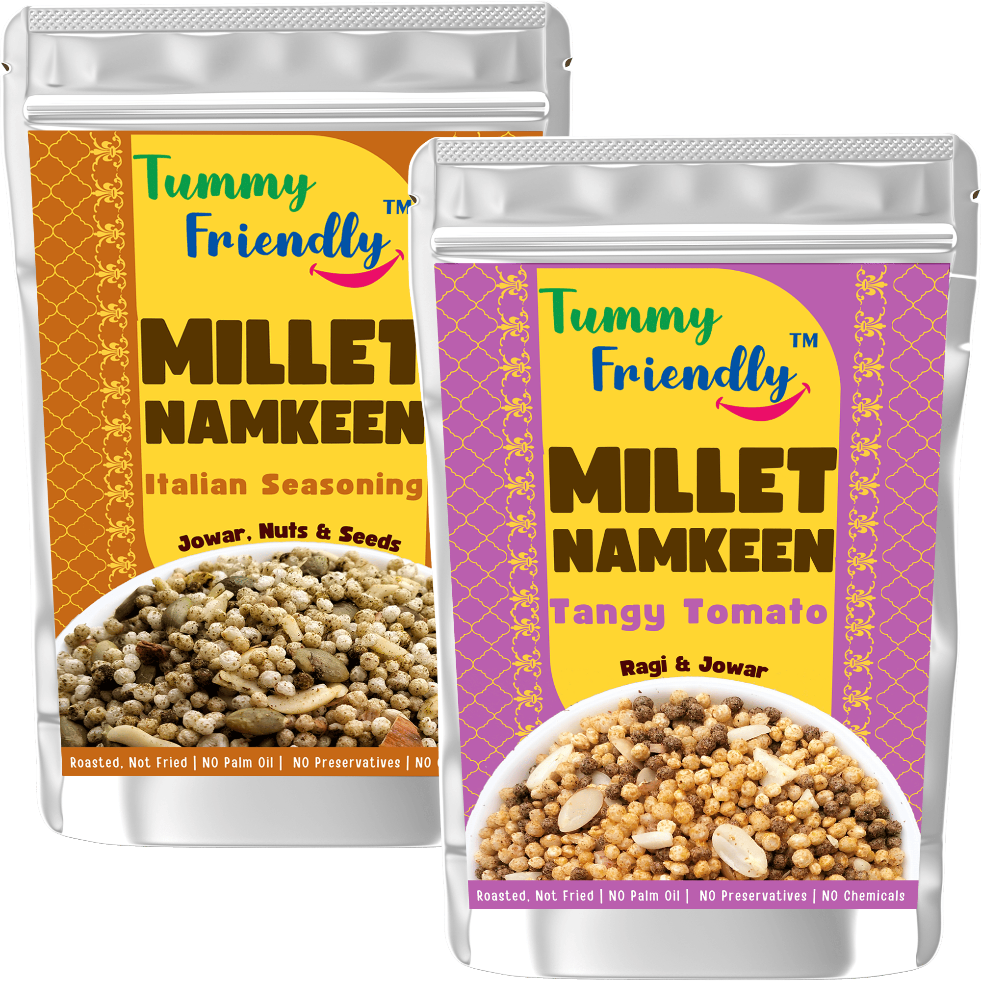 TummyFriendly Millet Namkeen Mixture (Namkeen-Italian-Tangy 2x70)