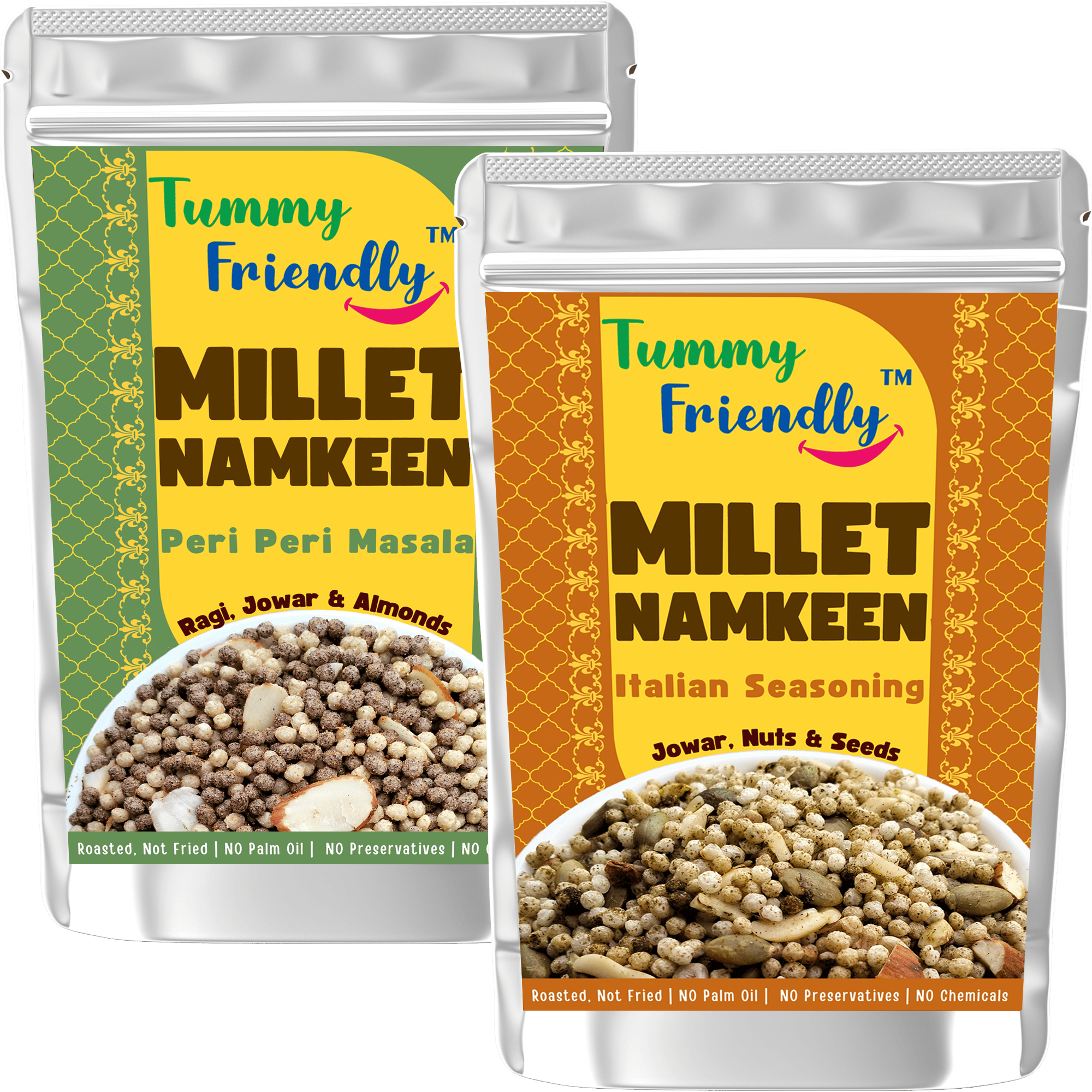 TummyFriendly Millet Namkeen Mixture (Namkeen-Peri Peri- Italian 2x70)