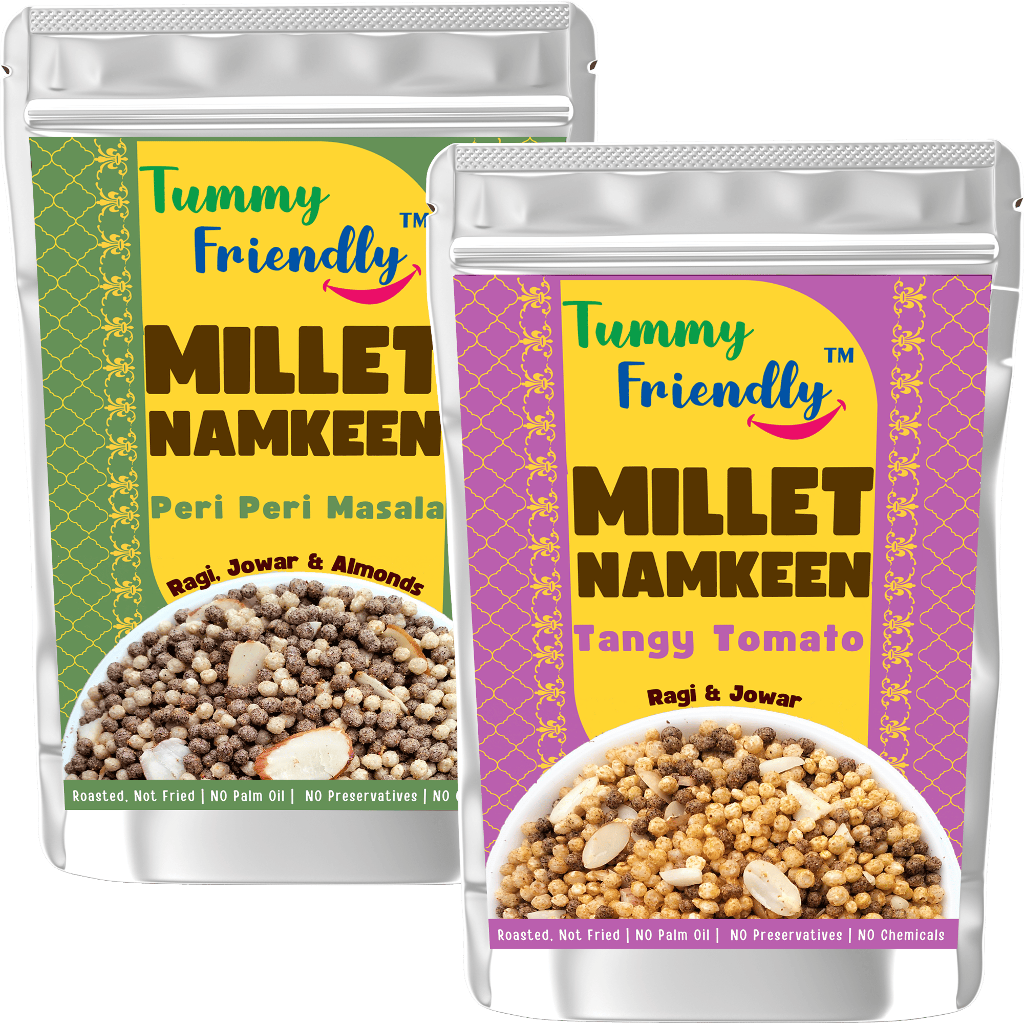 TummyFriendly Millet Namkeen Mixture (Namkeen- Peri peri- Tangy 2x70)