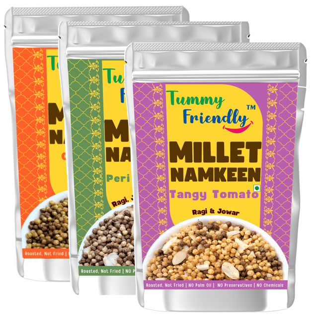 TummyFriendly Millet Namkeen Mixture (Namkeen-Chat- Peri Peri- Tangy 3x70)