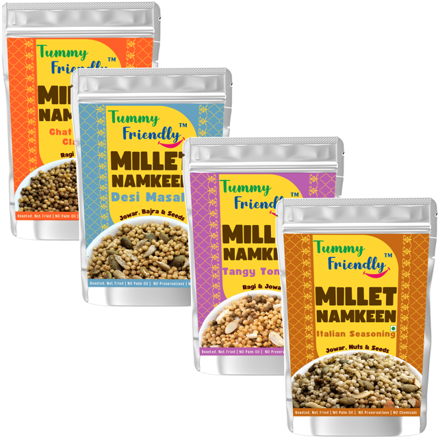 TummyFriendly Millet Namkeen Mixture (Namkeen-Chat- Desi-Tangy- Italian 4x70 )