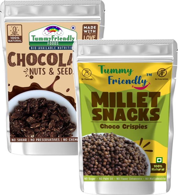 Tummy Friendly Millet Snacks (MS-ChocoCripsies-ChocoNuts &Seeds 2X70)