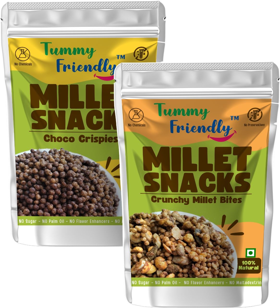 Tummy Friendly Millet Snacks (MS-ChocoCripsies-MilletBites-2X70)