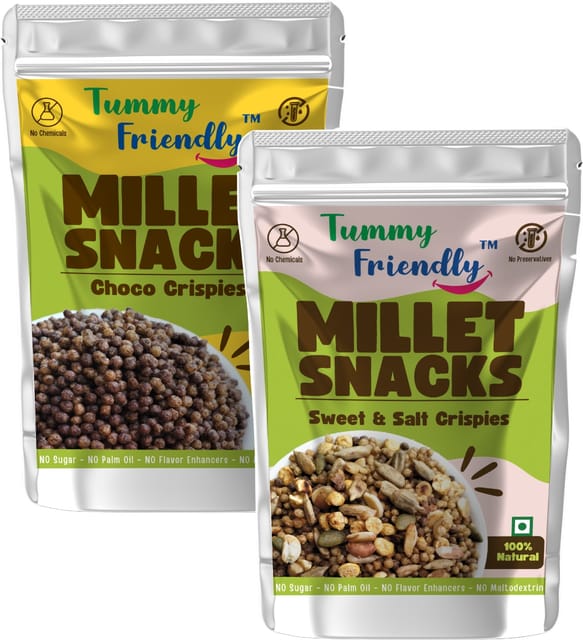 Tummy Friendly Millet Snacks (MS-ChocoCripsies-SweetnSalty 2X70)