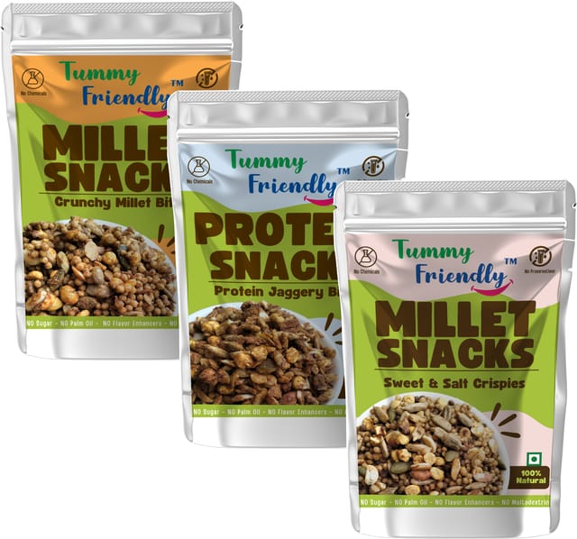 Tummy Friendly Millet Snacks (MS-MilletBites-ProteinBites-SweetnSalty)