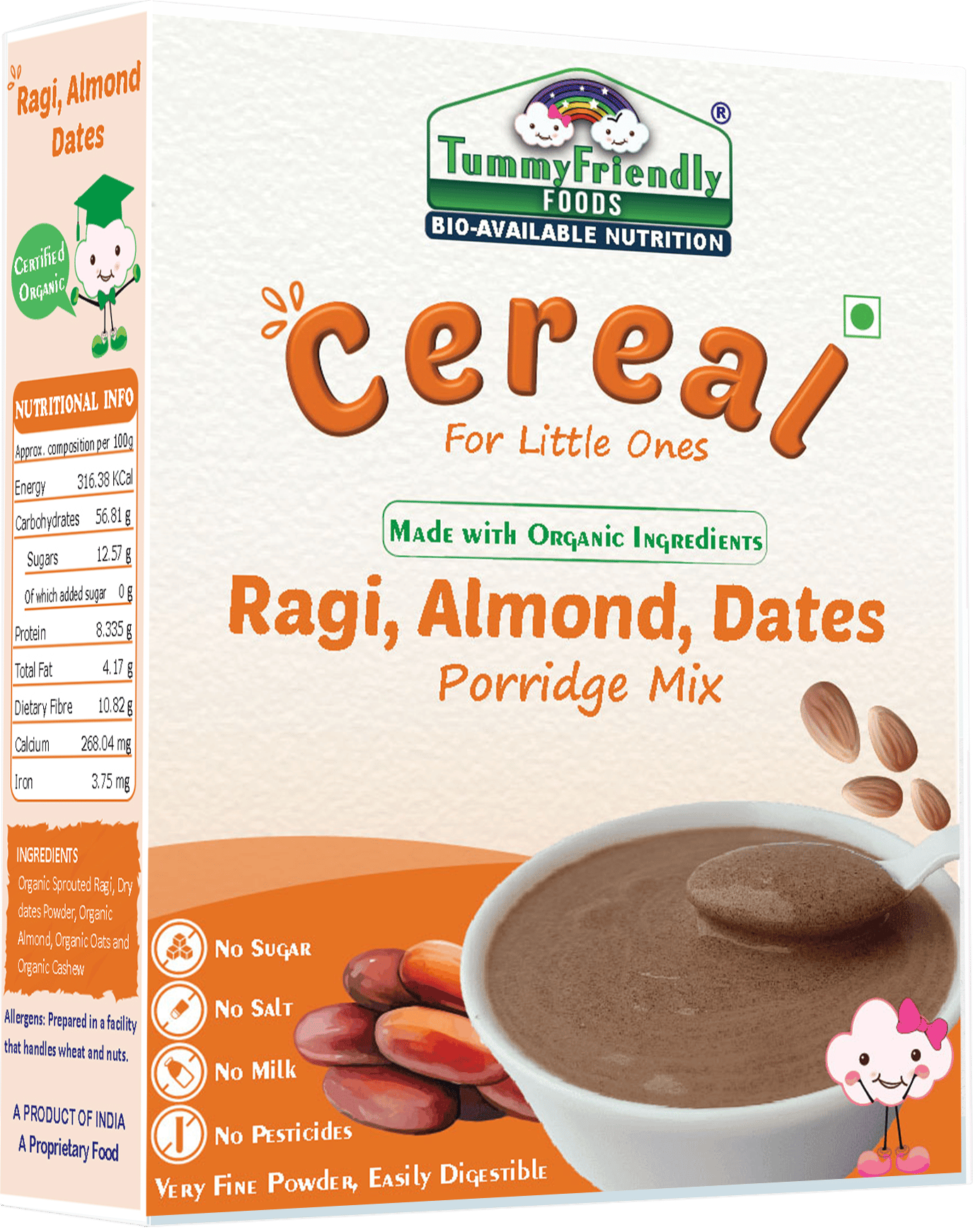 TummyFriendly Foods Sprouted Ragi, Almond, Dates Porridge Mix Cereal