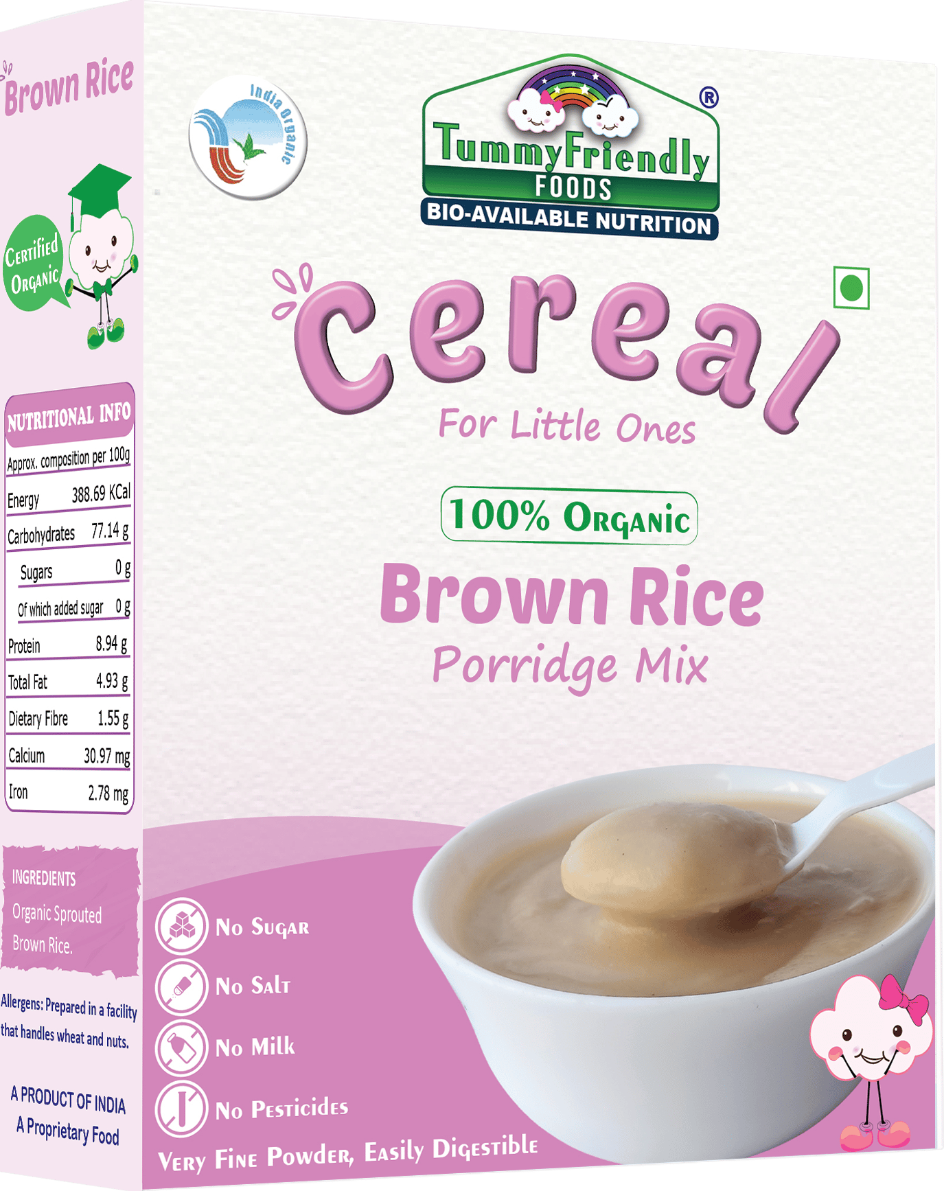 TummyFriendly Foods Certified 100% Organic Sprouted Brown Rice Porridge Mix
