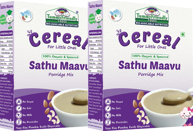 TummyFriendly Foods Certified 100% Organic Sprouted Sathu Maavu Porridge Mix