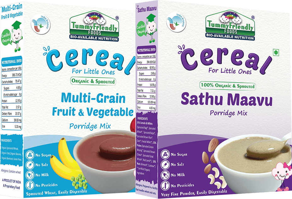 TummyFriendly Foods Certified 100% Organic Sathu Maavu, Sprouted Multi Grain Porridge Mixes