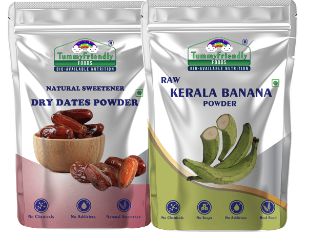 TummyFriendly Foods Dry Dates Powder and Raw Kerala Banana Powder Cereal