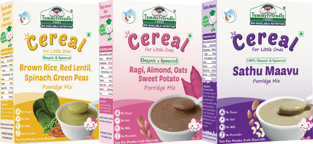 TummyFriendly Foods Certified Organic Stage3 Sprouted Porridge Mixes Combo Pack (Sprouted Ragi, Brown Rice, Sathu Maavu, Pulses, Vegetables & Fruit)