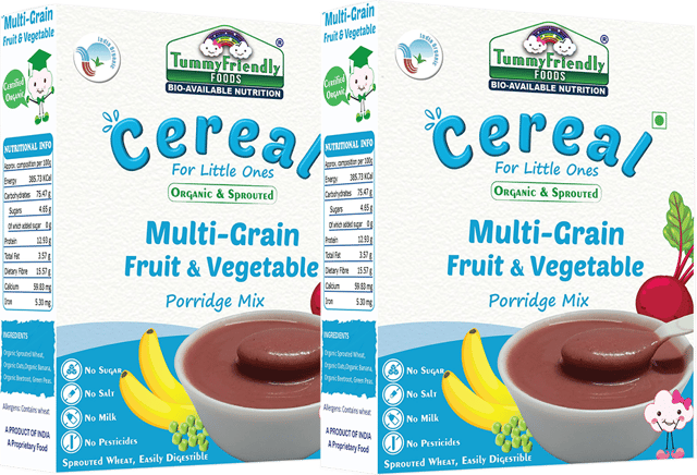 TummyFriendly Foods Certified Organic Sprouted Multi Grain Fruit Vegetable Porridge Mix