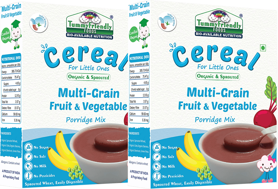 TummyFriendly Foods Certified Organic Sprouted Multi Grain Fruit Vegetable Porridge Mix