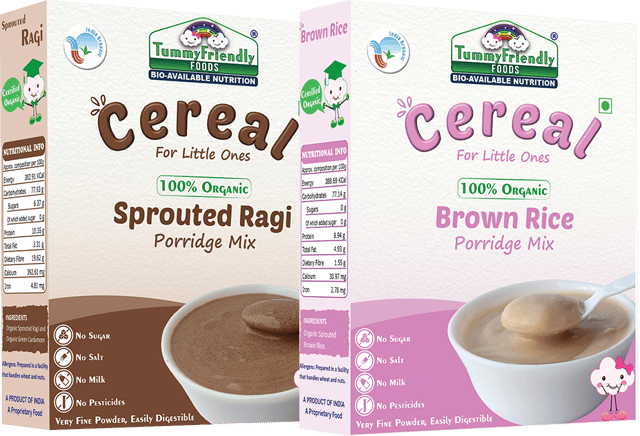 TummyFriendly Foods Certified Stage1 Porridge Mixes- Ragi, Brown Rice - 2 Packs