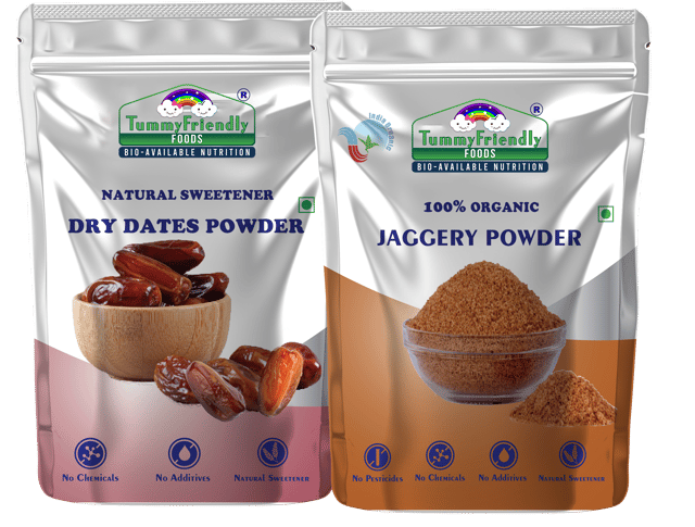 TummyFriendly Foods Natural Sweeteners Premium Dates, Organic Jaggery Powder