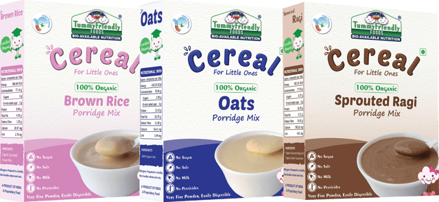 TummyFriendly Foods Certified Organic Stage1 Sprouted Porridge Mixes Combo Pack (Sprouted Ragi, Sprouted Brown Rice and Oats)