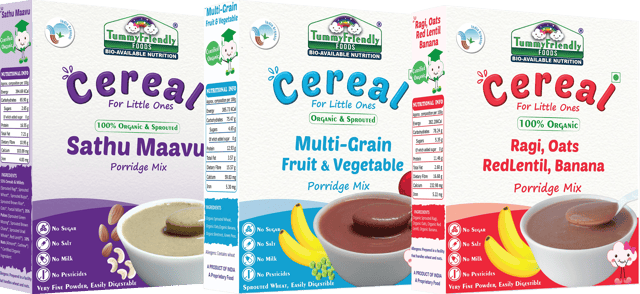 TummyFriendly Foods Certified Organic Multi-Grain, 100% Organic Sprouted Ragi, Oats, Red Lentil, Banana and 100% Organic Sathu Maavu Porridge Mixes