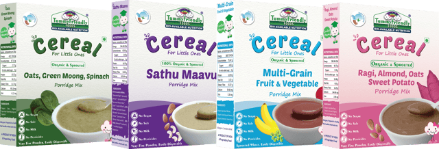 TummyFriendly Foods Organic Certified Stage3 Sprouted Porridge Mixes Combo - 4 Packs With Oats