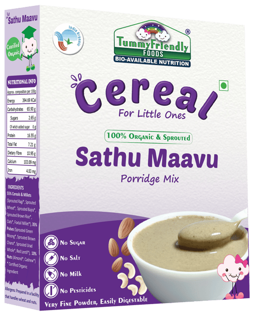 TummyFriendly Foods Certified Organic Sprouted Sathu Maavu Porridge Mix
