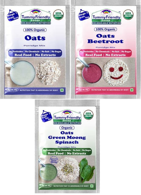 TummyFriendly Foods Certified Oats Porridge Mixes - Stage1, Stage2, Stage3