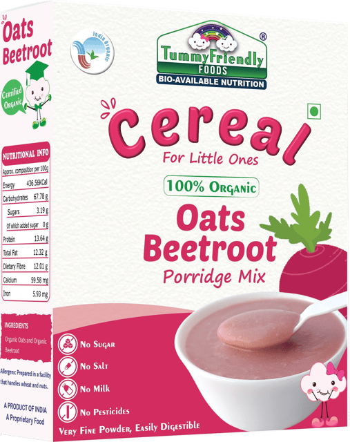 TummyFriendly Foods Certified 100% Organic Oats, Beetroot Porridge Mix