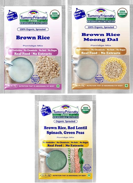 TummyFriendly Foods Certified Brown Rice Porridge Mixes - Stage1, Stage2, Stage3