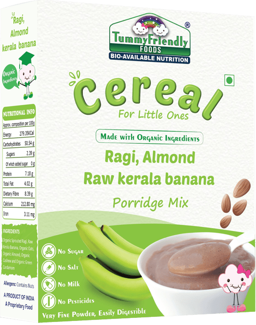 TummyFriendly Foods Organic Sprouted Ragi Almonds Raw Banana Porridge Mix