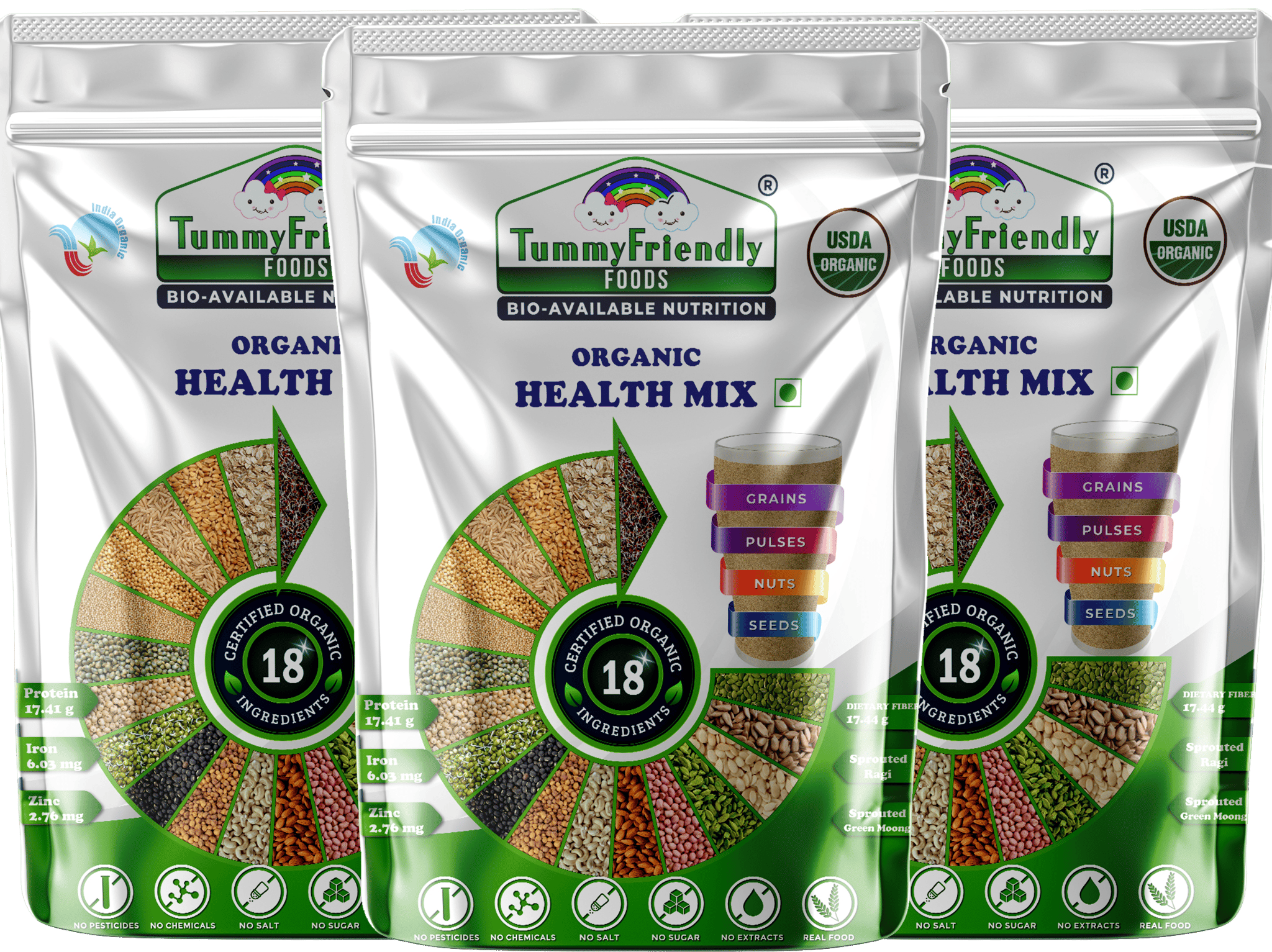 TummyFriendly Foods 100% Organic Health Mix-300 g (Pack of 3)