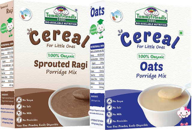 TummyFriendly Foods Certified 100% Organic Oats and Organic Sprouted Ragi Porridge Mixes