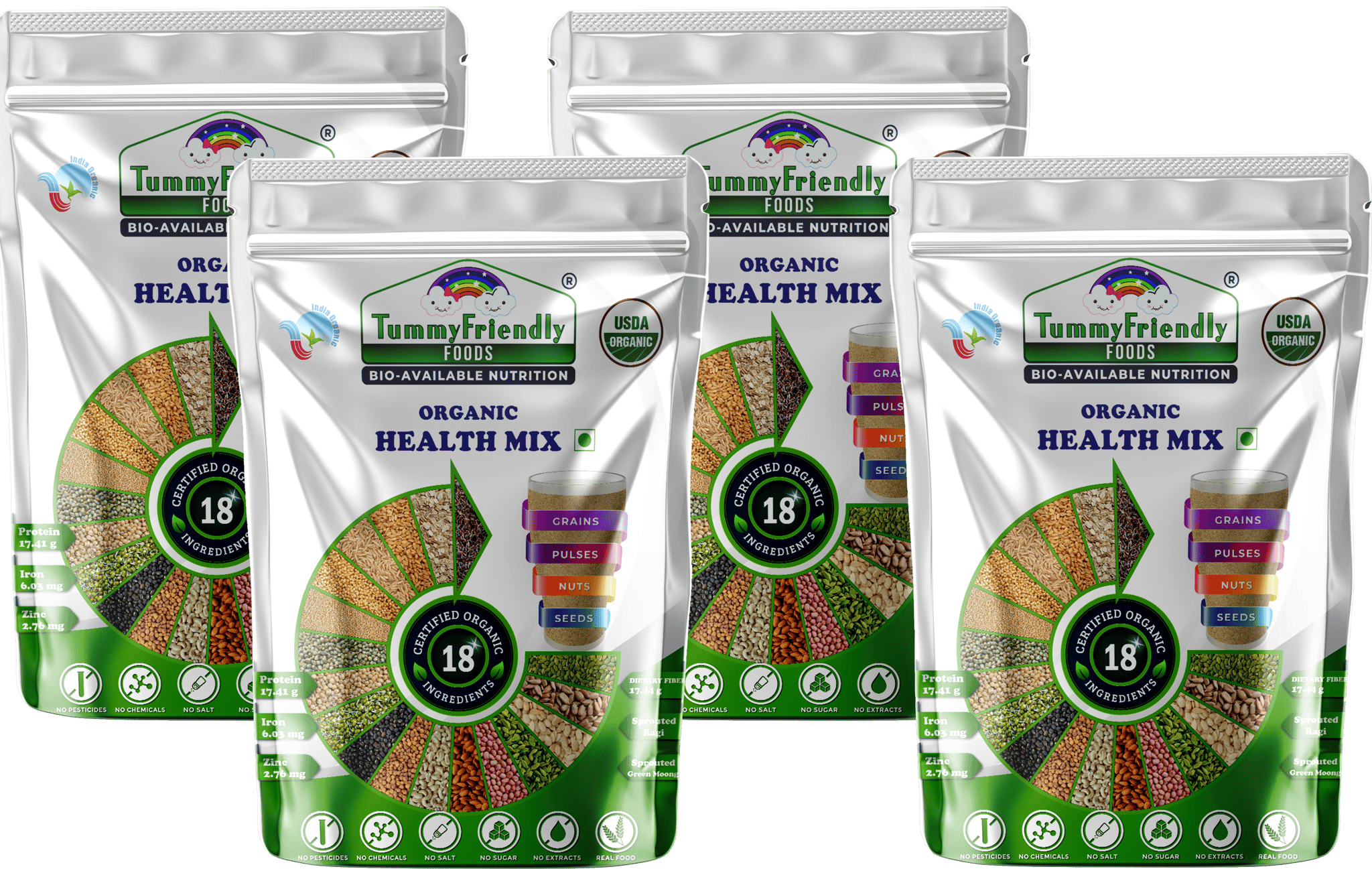 TummyFriendly Foods 100% Organic Health Mix ( pack of 4) - 3200g