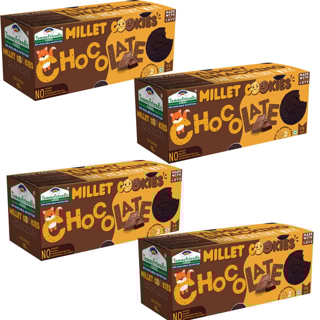 Tummy Friendly Foods Millet Cookies- Chocolate - 4 Packs - 75 g each